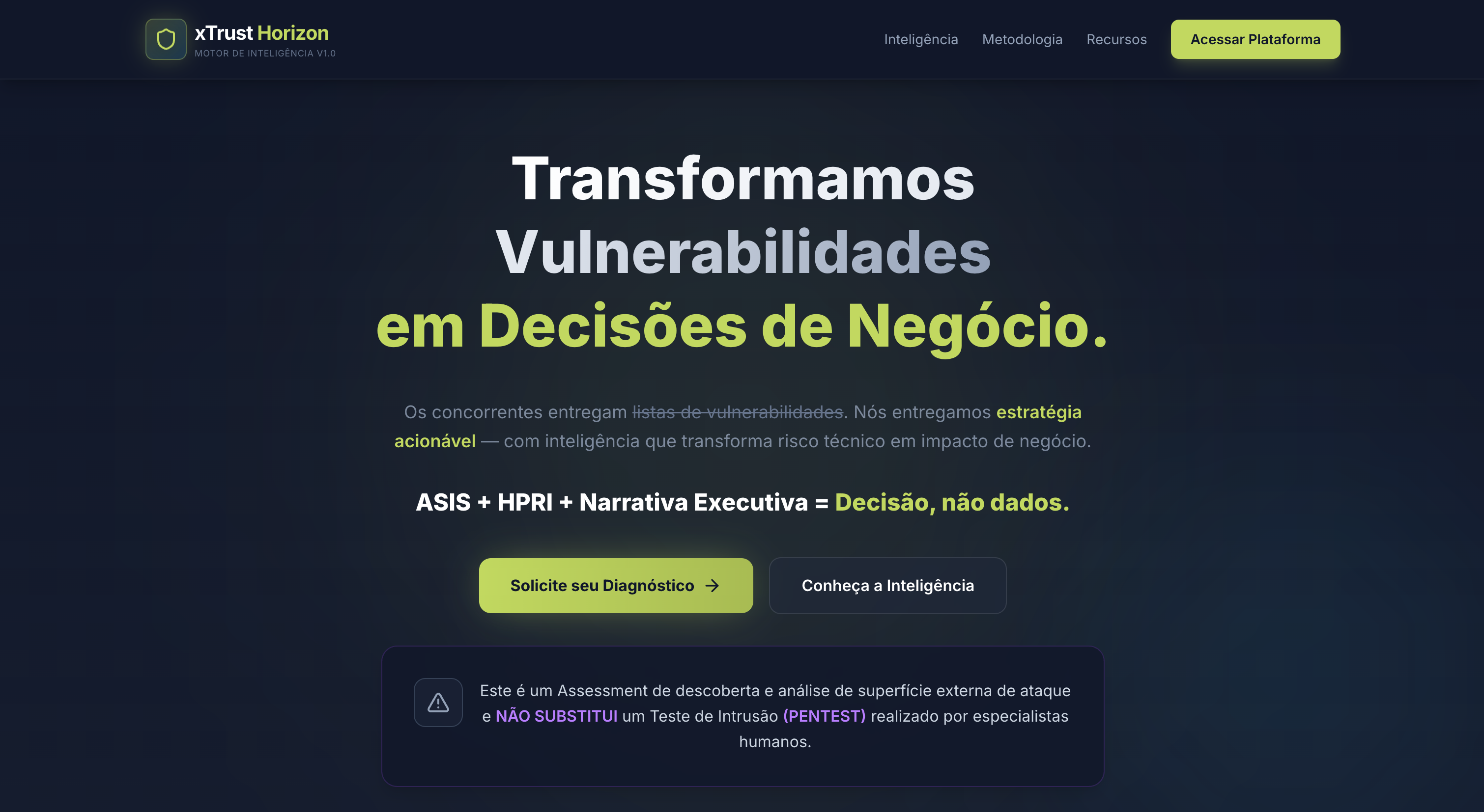 Screenshot do projeto xTrust Horizon